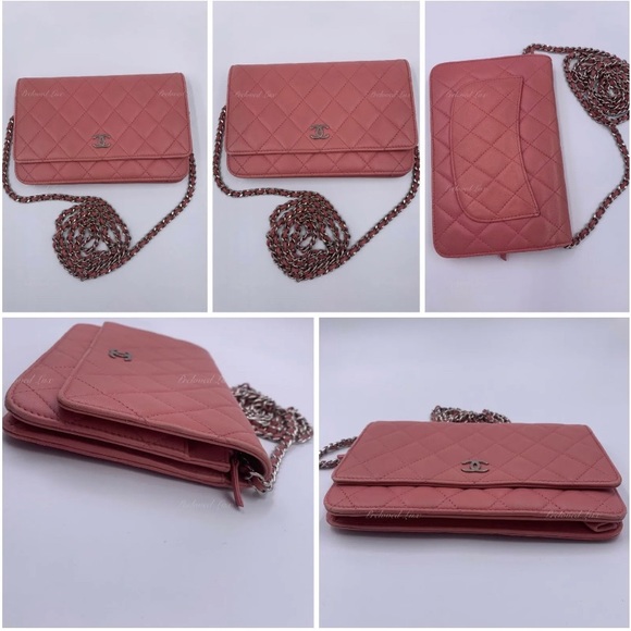 Authentic CHANEL Lambskin Wallet-on-the-chain WOC Flap Bag - Pink SHW - Picture 3 of 10
